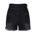 thumbnail image 5 of Women's Jean Shorts Stretchy Pull On Tattered Jeans Short High-Waisted Double-Button Comfortable Stretch Shorts, 5 of 7