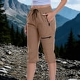 thumbnail image 2 of cfhntfmh Capri Pants for Women Elastic Waist Drawstring Summer Pants Casual Hiking Cargo Pants with Zip Pockets, 2 of 7