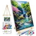 thumbnail image 1 of shiyou-Paint by Numbers Kit for Adults with Frame, Landscape Paint by Number with Easel, Mountain Waterfall Paint by Number Canvas, DIY Landscape Oil Painting Kit for Home Wall Decor 8x12 Inch, 1 of 4