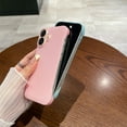 thumbnail image 2 of Ultra-Thin Frameless Phone Case for iPhone 16, Minimalist Case with Lens Film, Personalized with Camera Lens Protector PU Leather Back Case Frameless Case for iPhone 16,Pink, 2 of 7