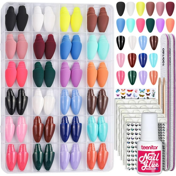 Press On Nails Teenitor Almond, 24 paquetes, 576 unidades con pegamento