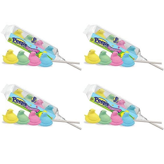 Peeps Marshmallow Rainbow Pop, Peeps on a Stick 4 Ct (Pack of 4)