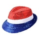 thumbnail image 5 of Sombrero del 4 de julio, accesorios de vestuario, moda para el Día de la Independencia, lentejuelas, Fedora, 5 of 9