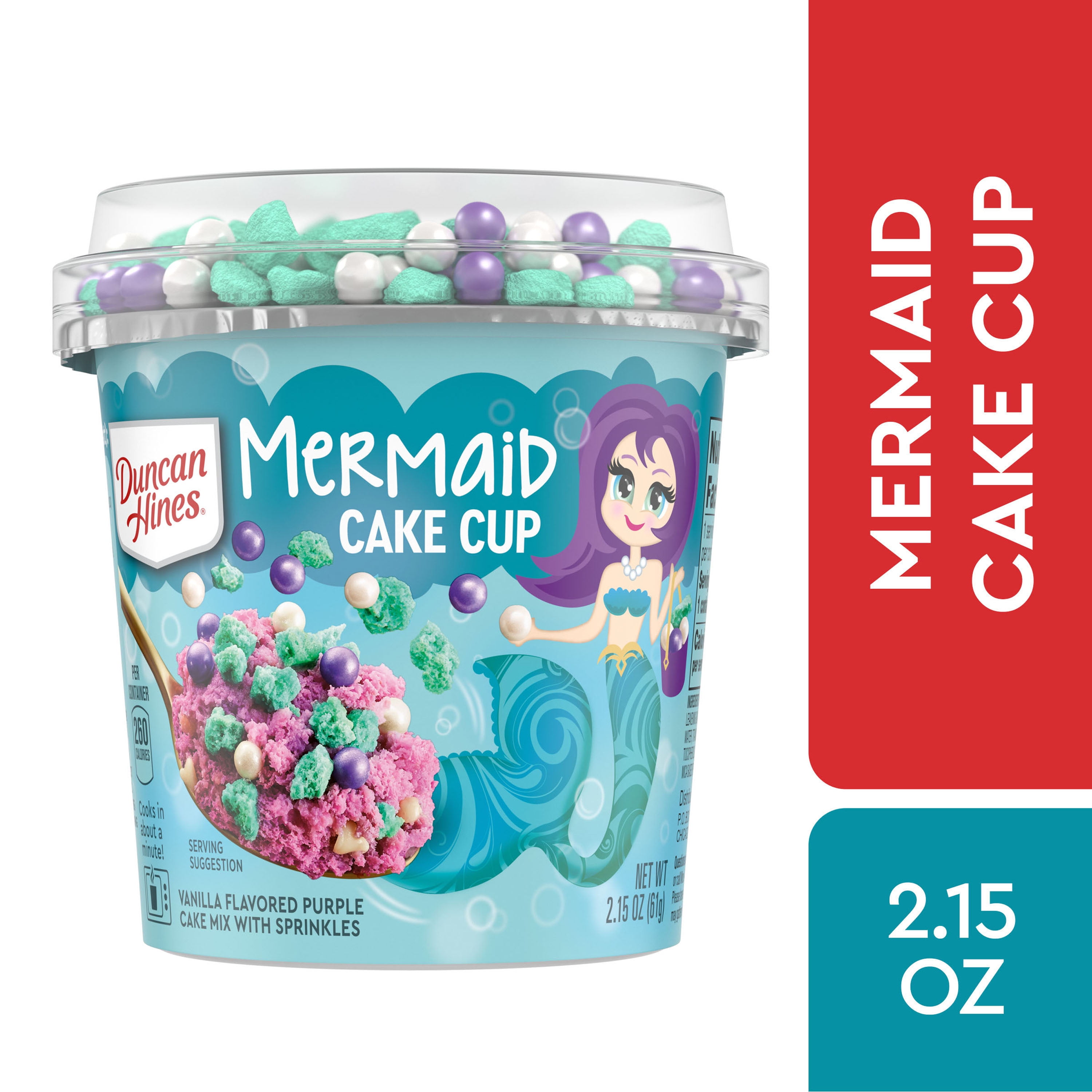 Duncan Hines Mermaid Cake Cup Vanilla Cake Mix with Sprinkles, 2.15 Oz