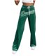 thumbnail image 1 of Pantalones largos informales con bordado de letras de cintura alta para mujer Pompotops  ulkah942819, 1 of 7