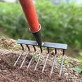 thumbnail image 4 of Rastrillo de uñas de acero rico en carbono, rastrillo de jardín multifuncional de 4/7/9/12 dientes, rastrillo de deshierbe de jardinería que ahorra trabajo, herramientas agrícolas, 4 of 6