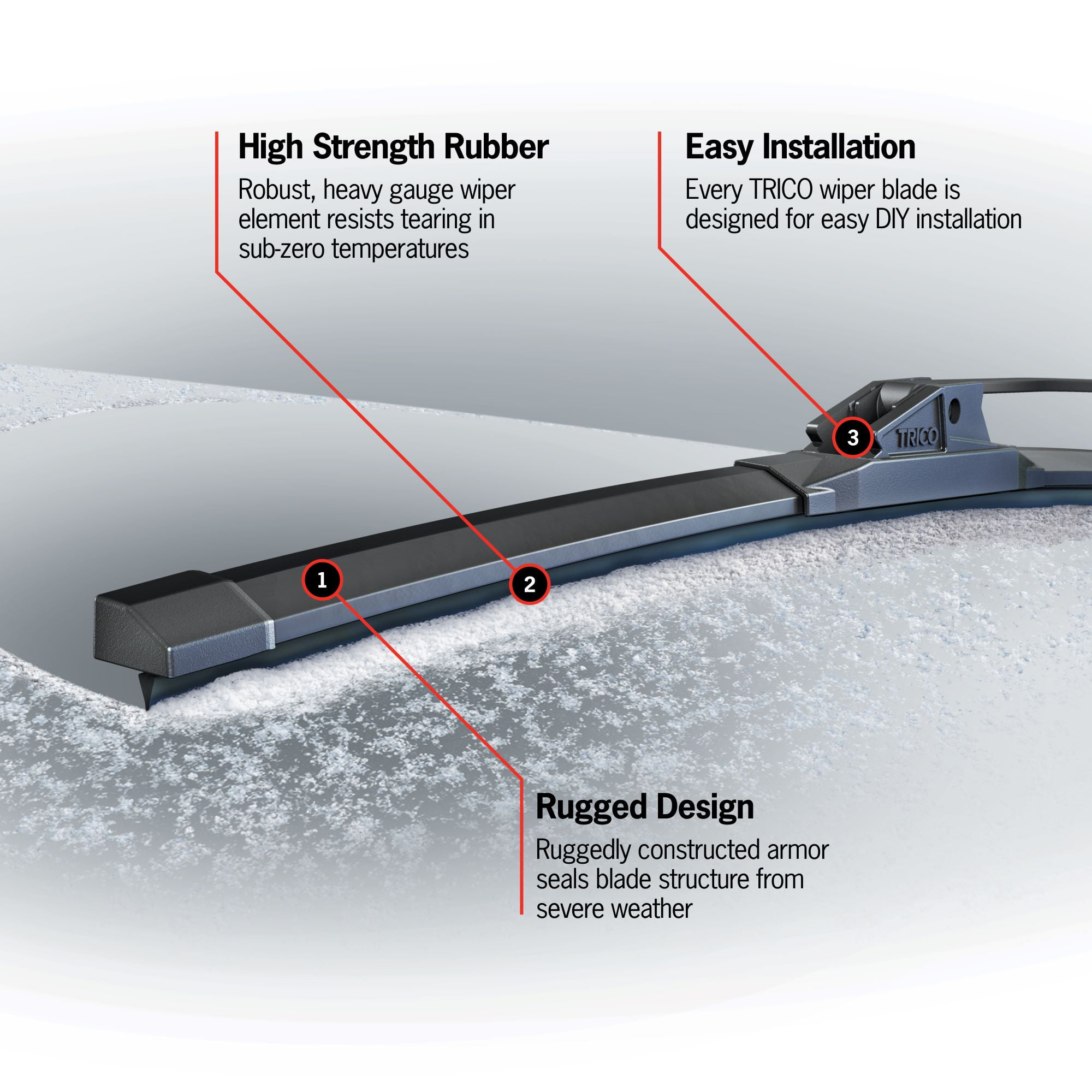 TRICO White 35-1919 Extreme Weather Winter Beam Wiper Blade Twin Pack (19", 19")