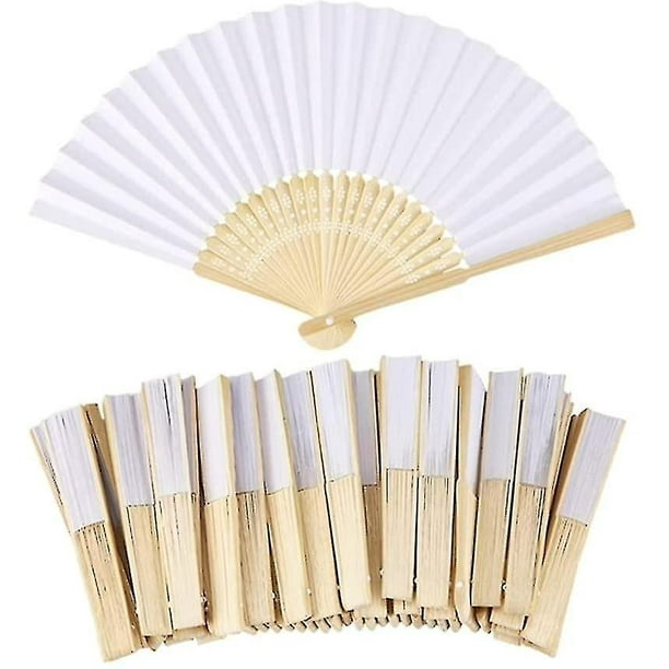10 Pack Handmade Paper Folding Fans Bamboo Hand Held Fan For Gift Party Favors