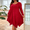 04-Red, variant on Women's Plus Size Long Sleeve Round Neck Midi Dress, Casual Irregular Hem Swing Tunic Dress, Loose Solid Color Elegant Dress for Daily Wear 01-Black S