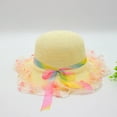 thumbnail image 2 of Fancifize Little Girls Straw Hat with Ribbon Summer Beach Sun Protection Hat Toddler Baby Outdoor Bucket Hats 3-7Y, 2 of 3