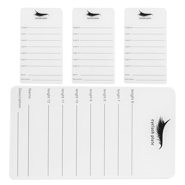 4 bandejas de acrílico para pestañas, paletas de extensión de pestañas para mujer, soportes para pestañas, bandejas de exhibición de pestañas (6-12 mm)