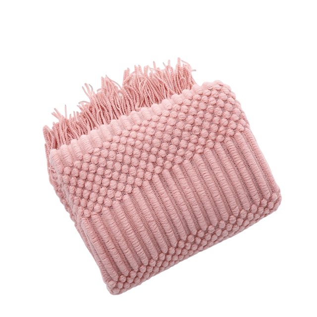 Bewildely Manta de sofá de invierno con borlas de punto mantas silla dormir siesta chal decoración de moda para el hogar sala de estar Oficina Juegos de cama Rosado 130x220cm Bewildely HA071765-20