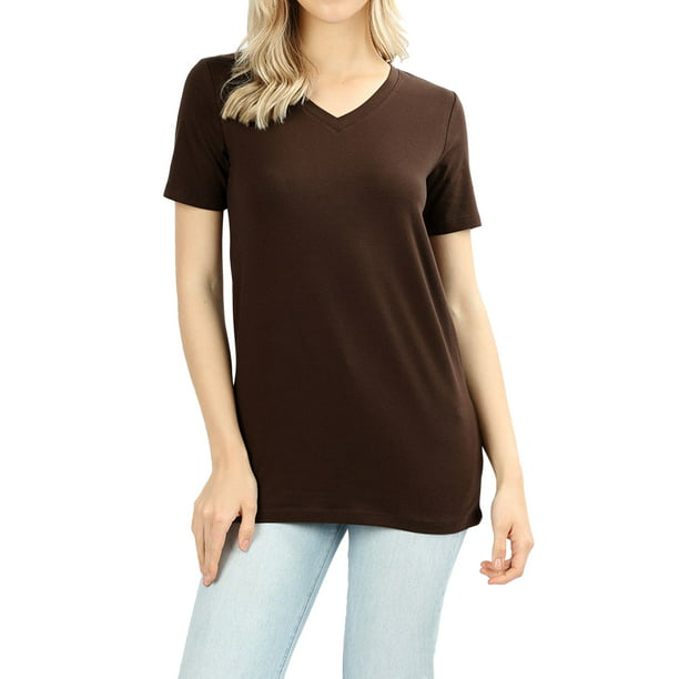 Thelovely Women And Plus Size Cotton V Neck Short Sleeve Casual Basic