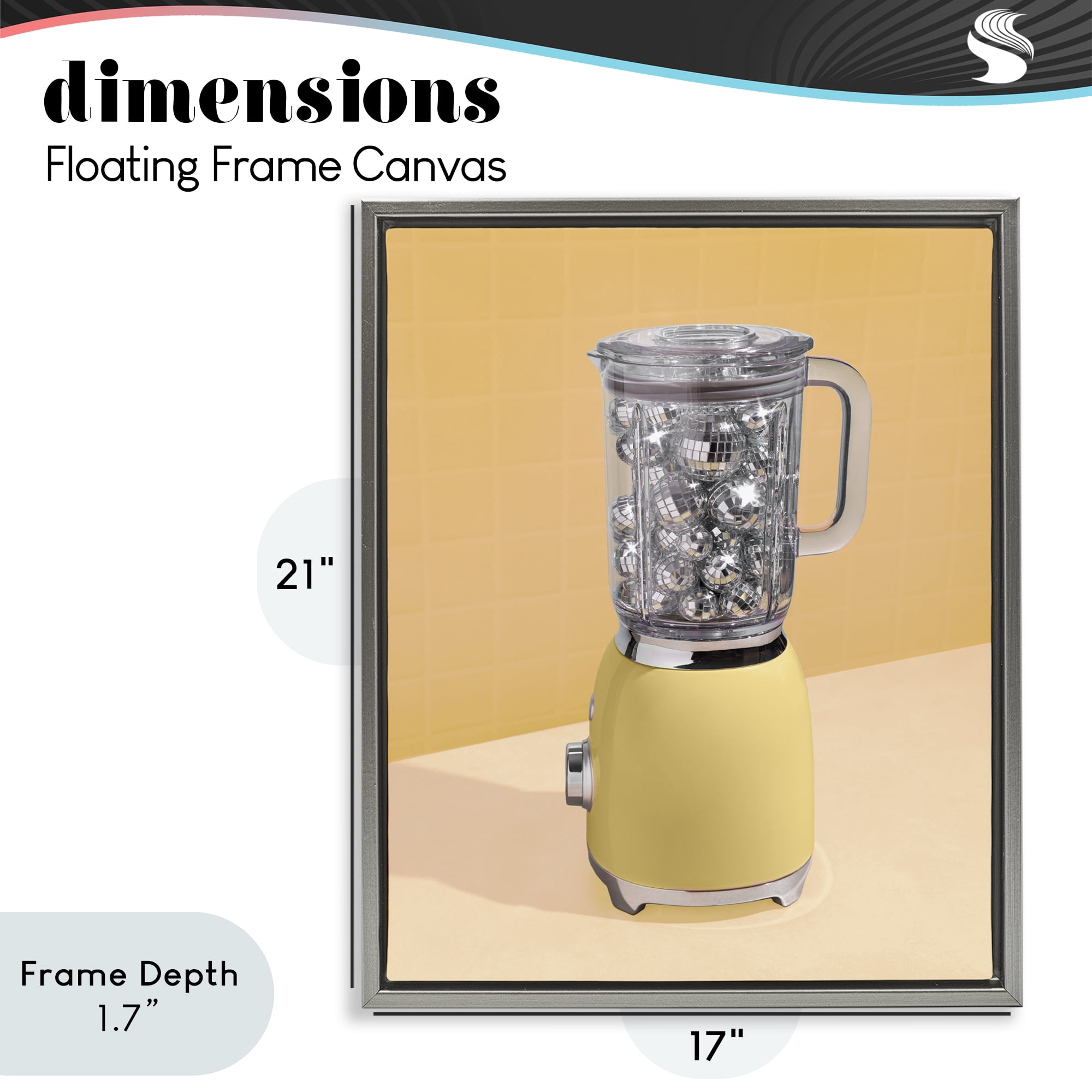 Stupell Industries Disco Drink Blender over Yellow Gray Framed Floater Canvas Wall Art, design by LISH Creative