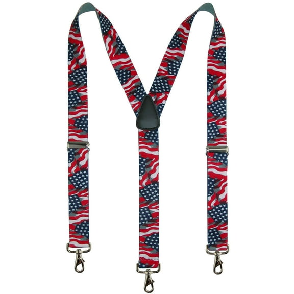 CTM Elastic American Flag Suspender with Hook Ends (Men)