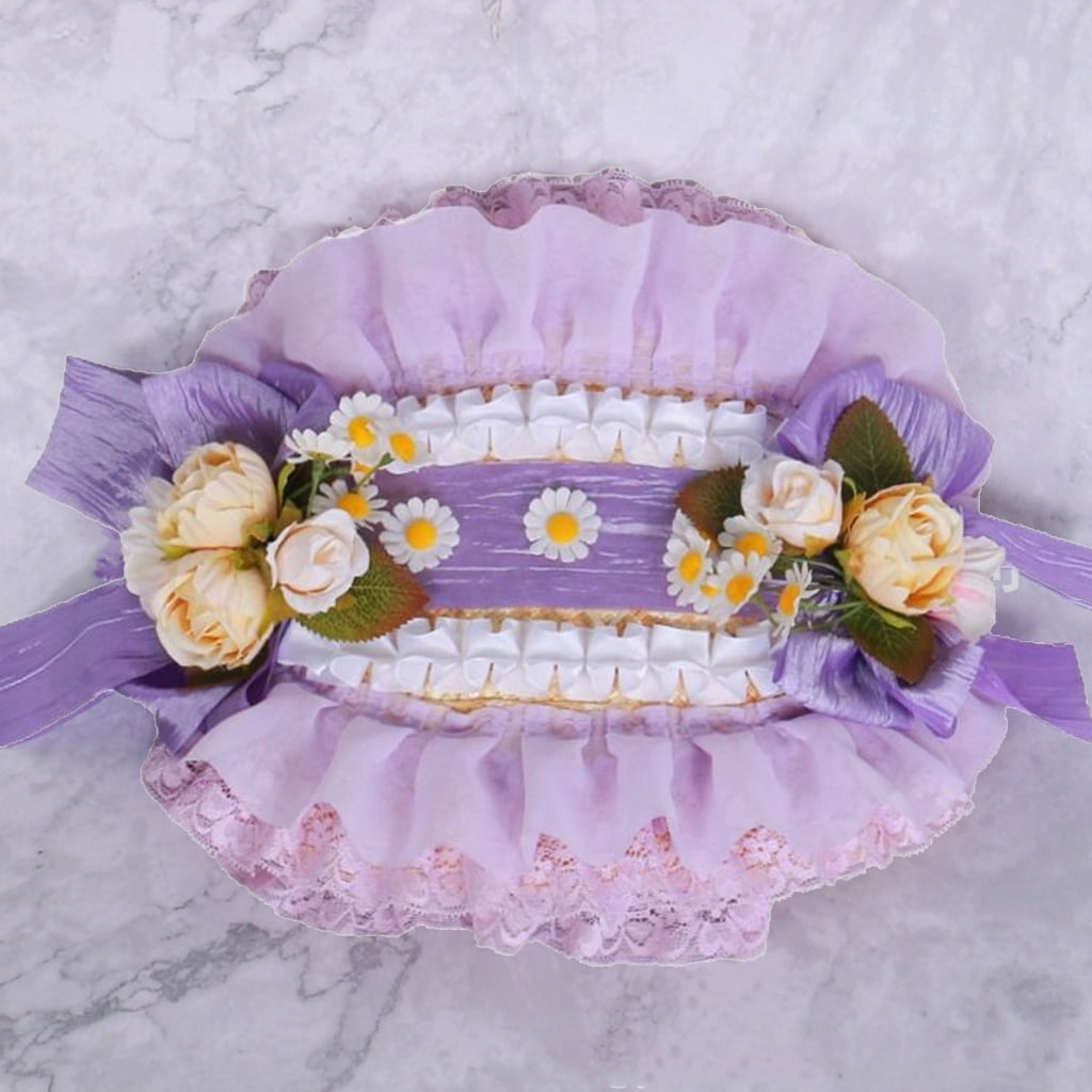 T-HOTLYST Victorian Lace Designs Straw Bonnet Hat For Women With Ruffled Trim and Rose Flower For Cocktail Party And Cosplay Event