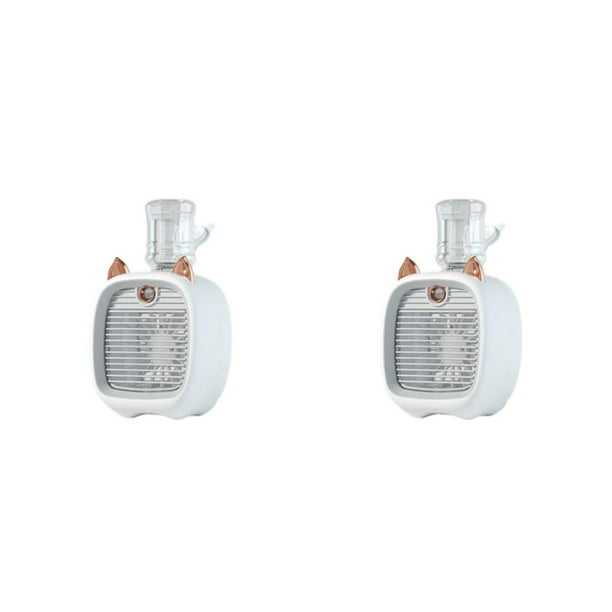 Bearachild 2 en 1 3 modos de carga USB Mini ventilador Senderismo Camping Recargable Viento natural Ventiladores de escritorio Refrigerador Gris 2piezas