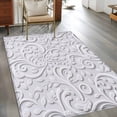 thumbnail image 2 of Area Rugs 2.7'x5', Floral Patterns Carpet for Living Room Bedroom Dining Room, Silver White Flowers Leaves Aesthetic Throw Kitchen Rugs Non Slip Washable Rectangle Indoor Outdoor Rugs, 2 of 8