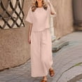 thumbnail image 2 of GEWSEY Womens 2 Piece Outfits 2025 Summer Casual Loose Short Sleeve Pullover Tops & Wide Leg Pants Lounge Sets Tracksuit (Beige, 4XL), 2 of 5
