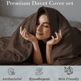 thumbnail image 5 of Amay Organic Cotton Duvet Cover Set, 3 Piece, 500 Thread Count, King Size Bedding Set Chocolate Solid Luxury Comforter Quilt Cover with Zipper & Ties, 5 of 9