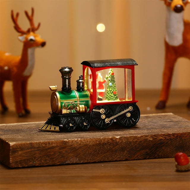 Xihbxyly Tren Luminoso Navideño, Decoración En Rojo, Verde y Dorado, Efecto de Luces Parpadeantes, Ambiente Festivo Acogedor, Decoración Del Hogar, Adorno Festivo para Ventana, Tamaño 13 X 8,8 X 5 Cm