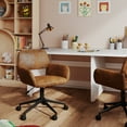 thumbnail image 3 of Homy Casa Kids Study Chair - Adjustable Height Swivel Task Chair with Armrests for Homework Play Room, Brown Faux Suede, 3 of 11