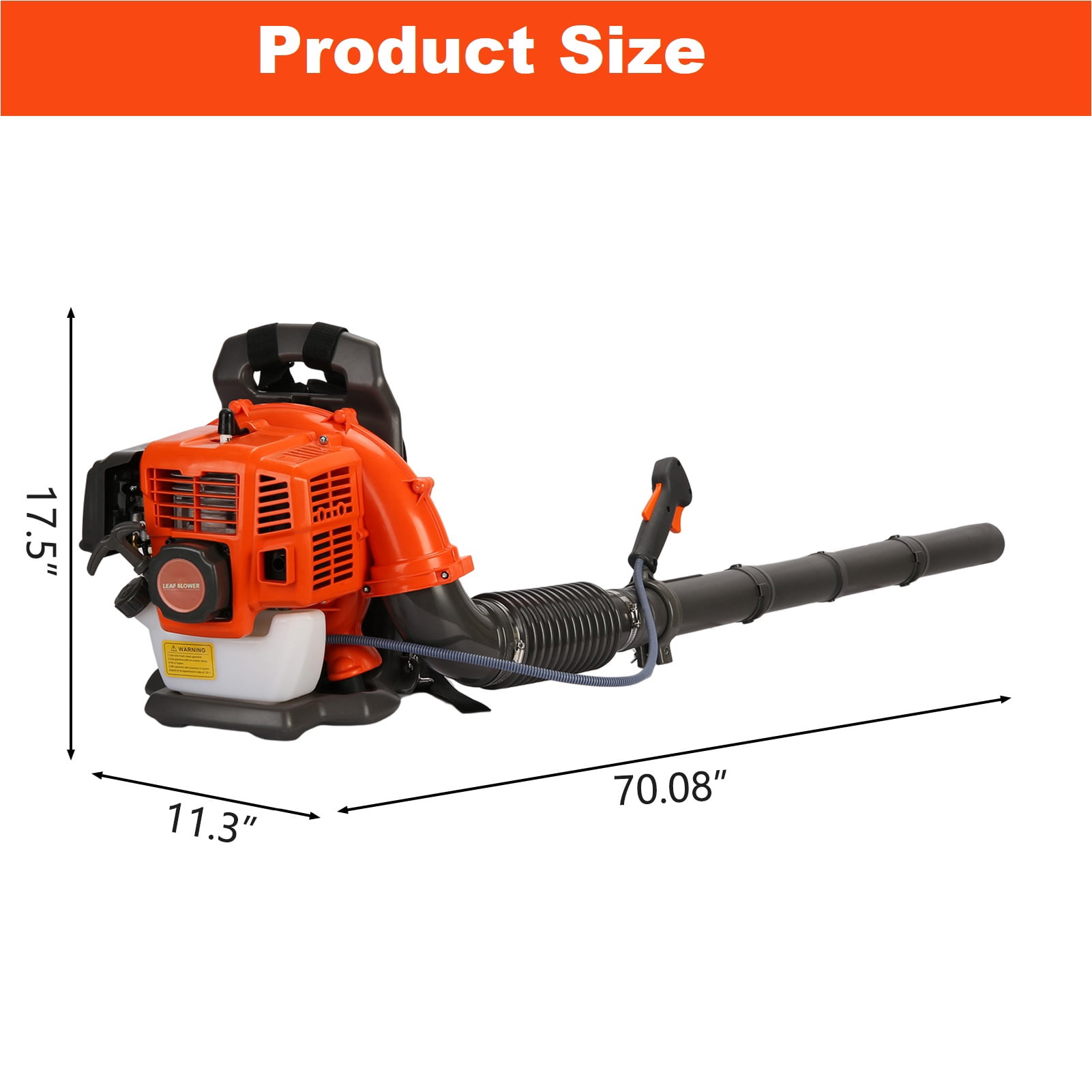 Aqmeifen 52CC 550CFM 1.7HP Gas-Powered 2-Cycle Backpack Leaf Blower for Lawn Care Orange EB430