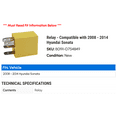 thumbnail image 2 of Relay - Compatible with 2008 - 2014 Hyundai Sonata 2009 2010 2011 2012 2013, 2 of 2