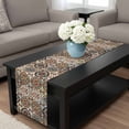 thumbnail image 4 of Abstract Flower, Table Runner 60 Inches Long, Oriental Bohemia Brown Geometric Leaves Kitchen Coffee Dining Table Decoration for Home Party Birthday Wedding Home Decor 13x60 Inches, 4 of 8