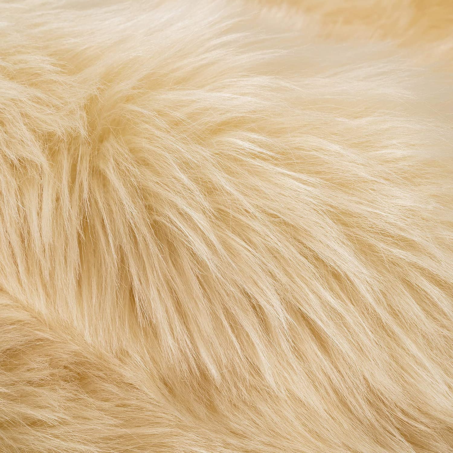 Sanmadrola Shag Area Rug, 3x3 Round Beige Yellow Indoor Ultra Soft Plush Rugs for Living Room, Non-Skid Modern Nursery Faux Fur Rugs for Kids Room Home Decor