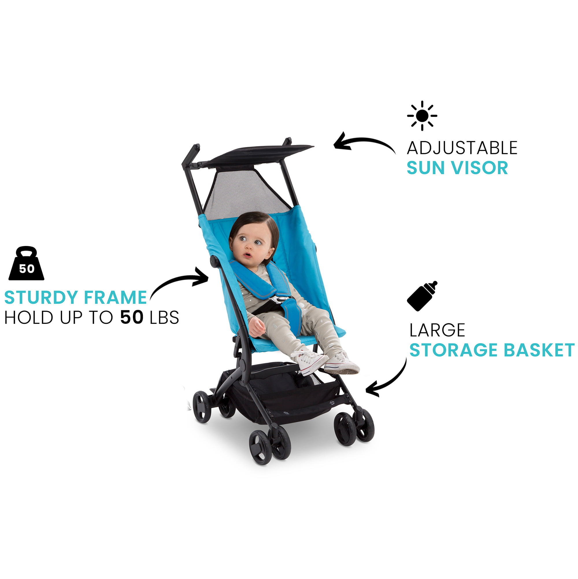 Delta Children 365 Lightweight Stroller Ideal for Travel or Everyday Use Black Weighs Only 12 Pound Extremely Lightweight Stroller 