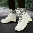 thumbnail image 4 of Mepaouo Women's Waterproof Snow Boots Winter Warm Lace up Winter Mid Calf Outdoor Boots(Beige,8), 4 of 9