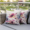thumbnail image 4 of Spring Floral Pillow Covers 2 Pack Pink Blue Wildflowers Plants Linen Background Pillowcase Waterproof Outdoor Throw Pillow Cover for Patio Garden Square Cushion 24”x24”, 4 of 9