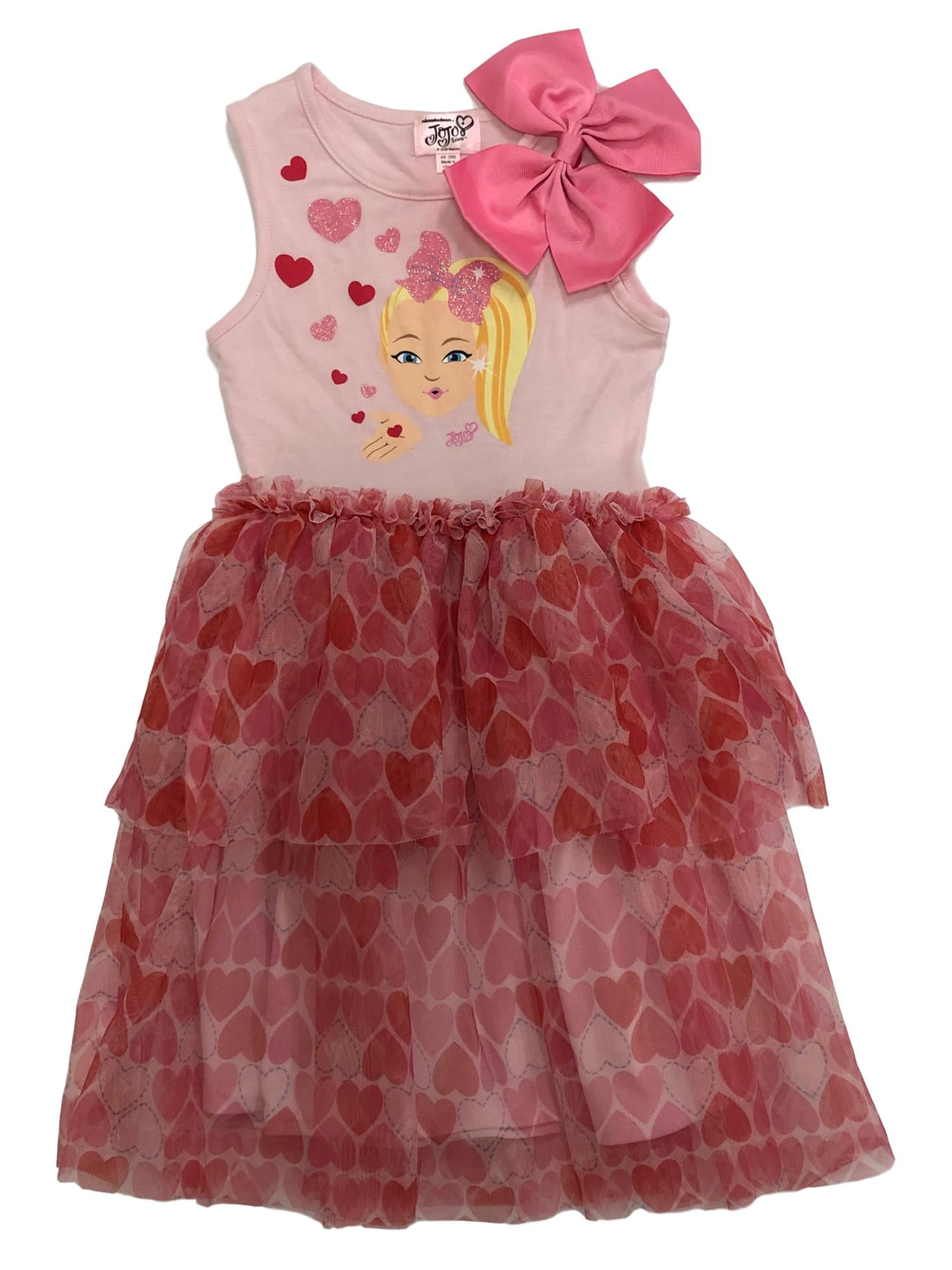 JOJO - Jojo Siwa Girls Pink & Red Ruffled Heart Dress - Walmart.com