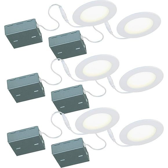 BAZZ STAK Luminaire Encastré Intégré à LED 4 14 Pouces Blanc 4000k (6 pack)
