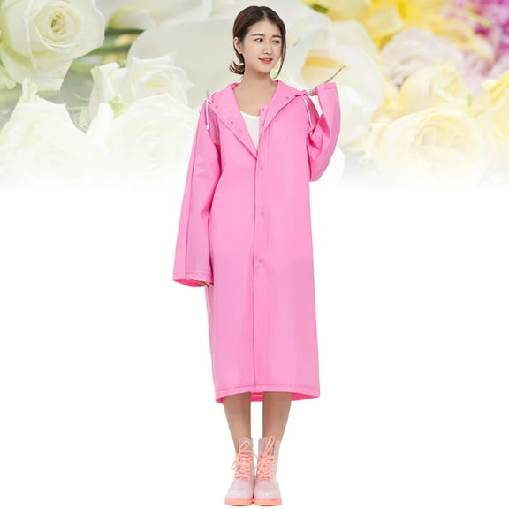 Worgeous Portable Pink Adult Raincoat with Hood EVA Waterproof Material for Outdoor Activities One Size Fits Most