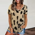 thumbnail image 2 of Ichuanyi Womens Shirts Clearance, Women's Tops Summer Leopard Print Raglan Short Sleeve Basic-T Shirt Blouse, 2 of 3