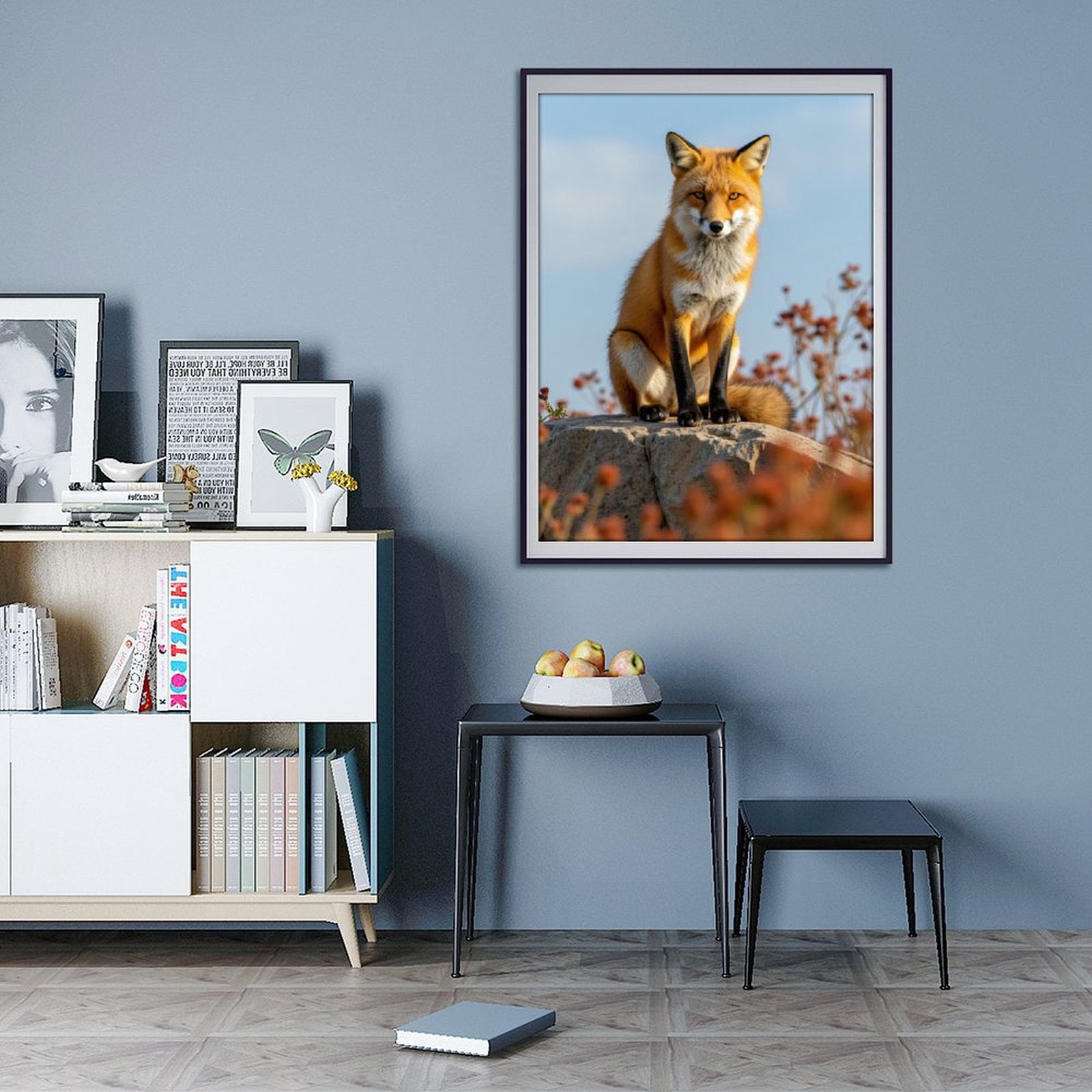 Diamond Art Kit for Adults, Red Fox Sitting On Rock Diamond Painting for Adults Beginners, DIY Diamond Art Painting Kits, 5D Diamond Painting Crafts for Home Decor 12x16 Frameless