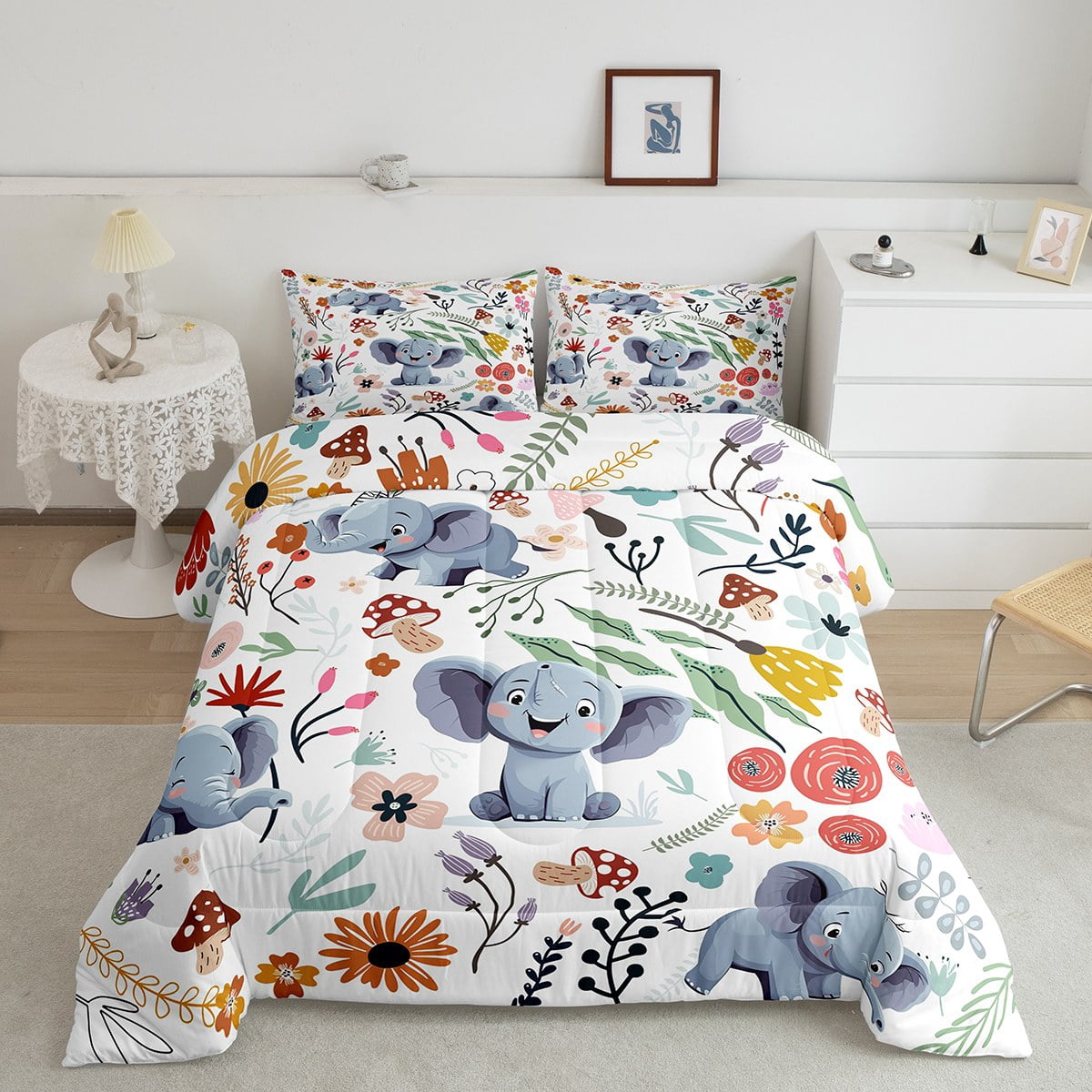 Couvre-lit Matelassé à Pois Géométriques Pour Enfant - Parure 2 Pièces Taille Simple - Déco Chambre Moderne