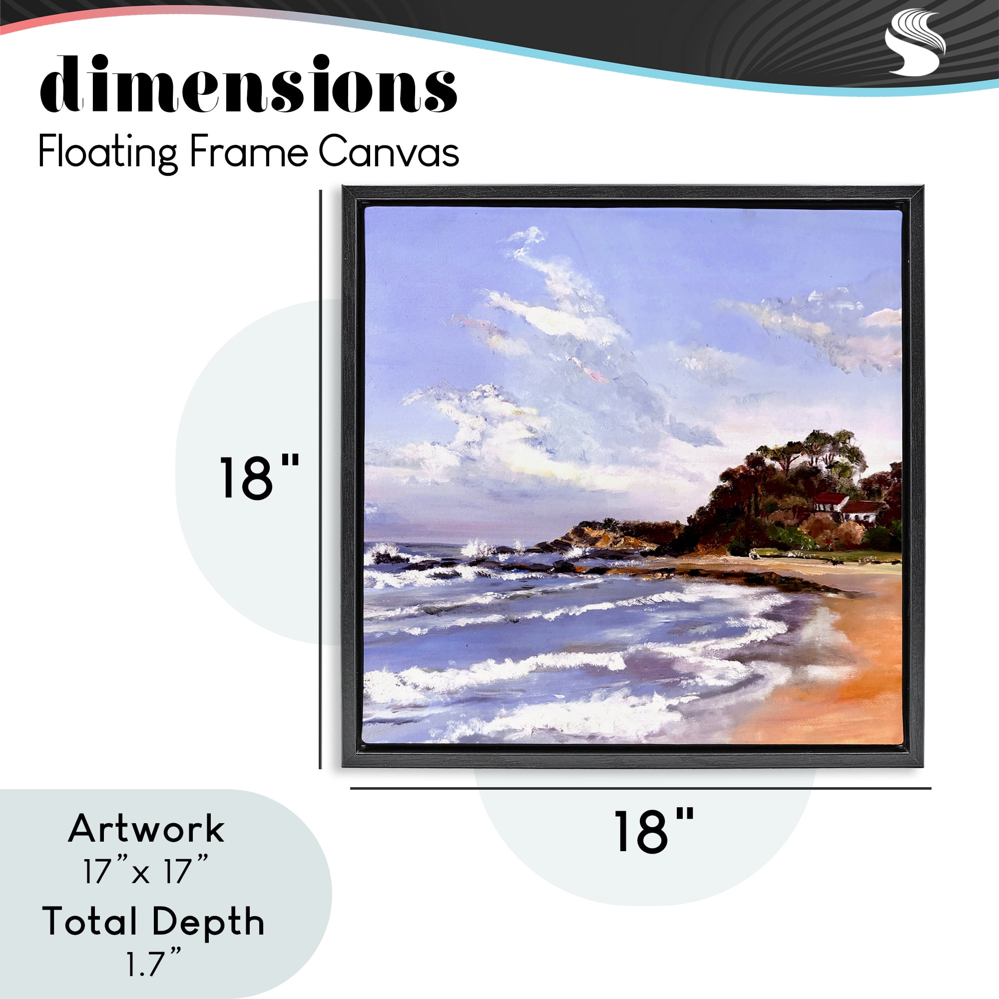 Malua Bay Seascape Black Framed Floater Canvas Wall Art, design by Patricia Reynolds