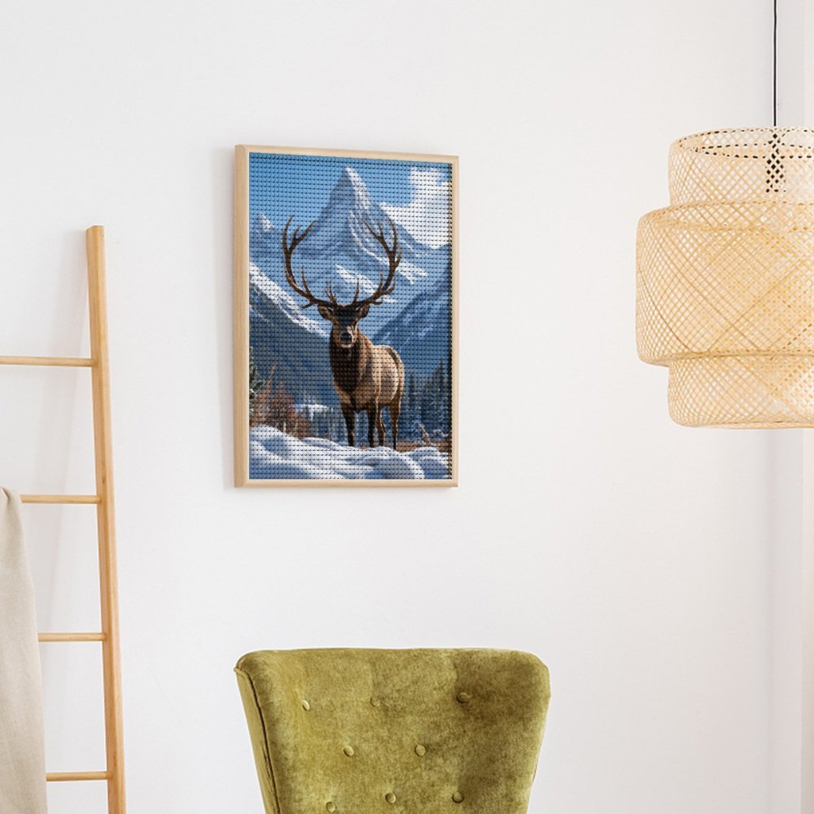 Diamond Art Kits for Adults - Majestic Elk Winter Mountain Scene 5d Diamond Painting for Adults, Diamond Art for Adults Beginners, Frameless Diamond Painting Kits for Adults for Home Wall Decor