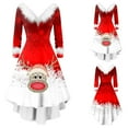 thumbnail image 3 of Women's Fashion Christmas Plush Long Sleeved V-Neck Irregular Dresses, Festive Fall and Winter Party Wear with Unique Design, Cozy and Elegant,Khaki,M, 3 of 5