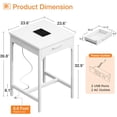 thumbnail image 2 of 24x24 Inch Bar Table with Power Outlets & Storage, Modern Counter Height Pub Table with Sturdy Legs for Kitchen & Dining, High Top Console Indoor Table, White, 2 of 16