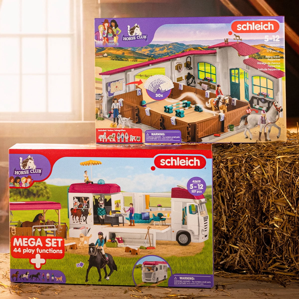 Schleich Horse Club - 179PC Peppertree Riding Arena Playset with Horses, Riders, Dressage Cards and Accessories - Horse Figures and Toys for Kids 5+ - 42639