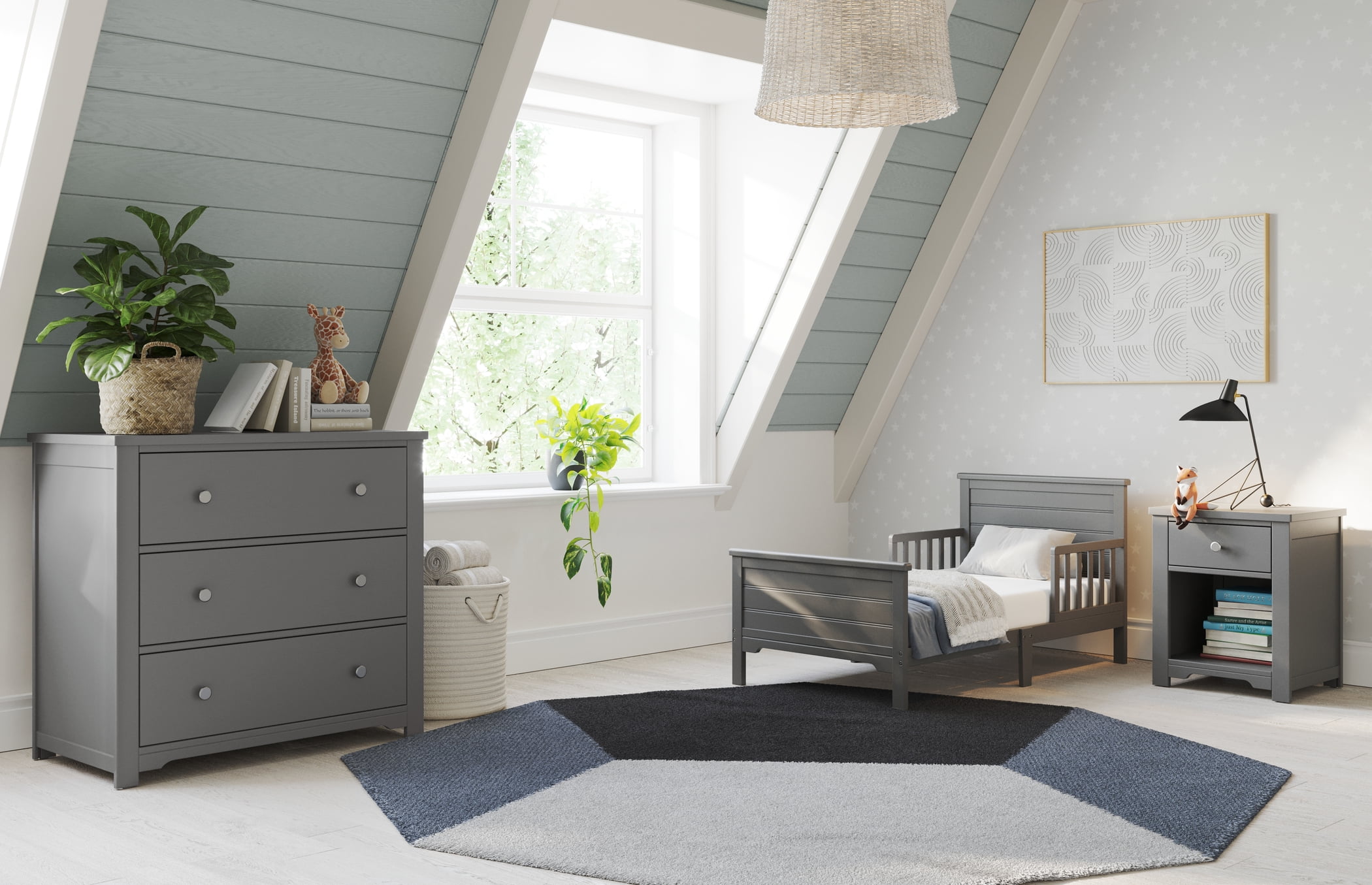 Child Craft Forever Eclectic Woodland Toddler Bed with Rails, Brushed Pebble