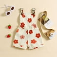 thumbnail image 3 of Douhoow Floral Denim Overalls for Kids Baby Girls Strawberry Suspender Jumpsuits Shorts 12 18 24 Months 3 4 5 6 Years Toddler Summer Pocket Rompers, 3 of 9