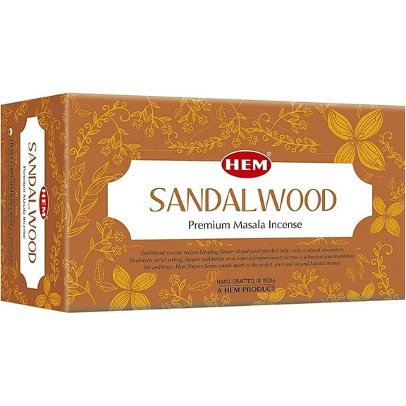 HEM Premium Sandalwood Masala Incense Sticks | Soothing Aroma, Air Purifier for Meditation | Aromatherapy Incense For Anxiety & Stress Relief | Gift Set | Pack of 12 (15 gms each)