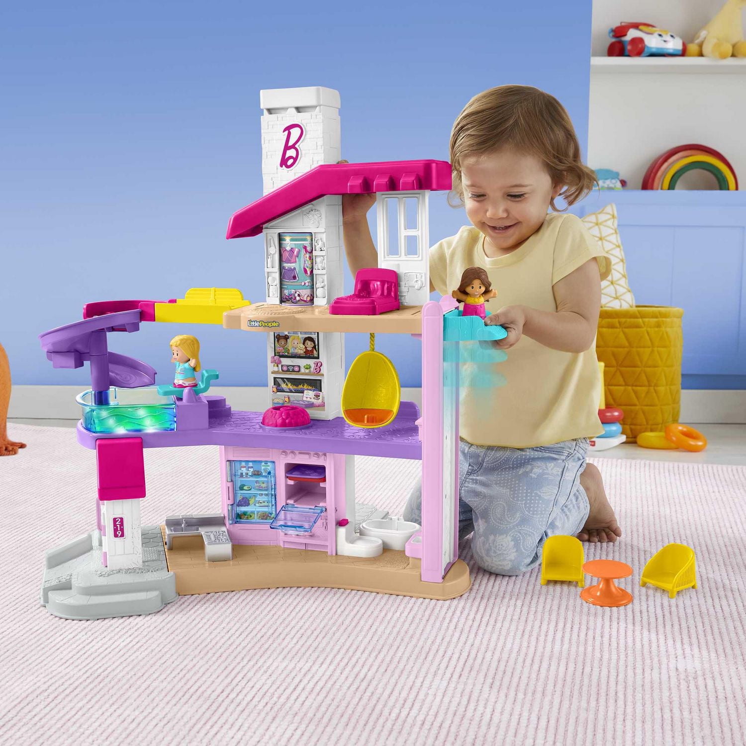 Fisher-Price Little People Barbie Little DreamHouse Playset - English & French Version, Ages 1-5