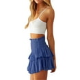 thumbnail image 6 of Liacowi Women Pleated Mini Skirt High Elastic Waisted Ruffle Summer Flowy Casual Cotton Skater Skirts, 6 of 9