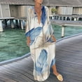 thumbnail image 2 of TSADFHJI Jupe Courte en Tricot pour Femmes Décontractée Col en V Manches Longues Imprimé Floral Robe Midi TG Bleu, 2 of 5